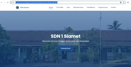 Tampilan website profil SD Negeri 1 Slamet