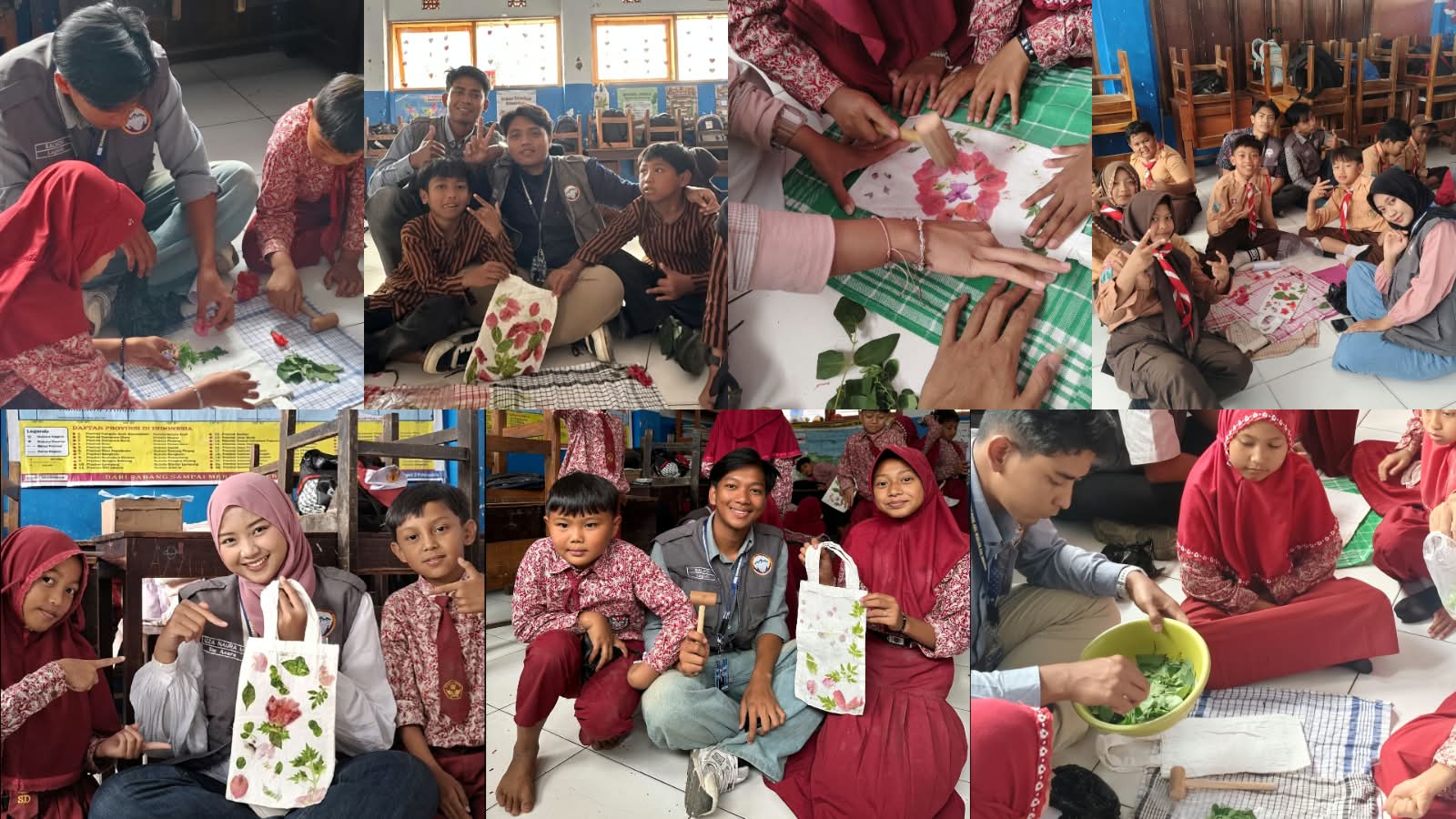 KKN-T Unesa Kenalkan Ecoprint untuk Asah Kreativitas dan Kepedulian Lingkungan Siswa SD di Malang